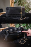 Franco Ferri Torebka Skórzana Czarna Vintage Gold