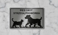 Tabliczka uwaga pies Border collie + Kot Srebrna, złota duży wybór wzorów