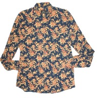 MOSS LONDON_Piękna KOSZULA_granatowa kwiaty ornament wiskoza + bawełna_L