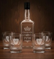 Zestaw butelka „Daniels” + 4 szklanki TWÓJ GRAWER – Wyjątkowy Prezent