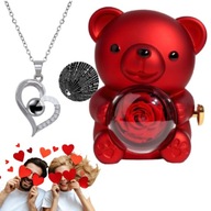 PREZENT NA WALENTYNKI DLA DZIEWCZYNY ŻONY NIEJ MIŚ WIECZNA RÓŻA ŁAŃCUSZEK