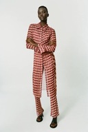 Z A R A wzór retro tiulowa print transparentna szmizjerka sukienka czerwona