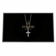 Naszyjnik krzyż z cyrkoniami srebrny łańcuszek damski błyszczący prezent