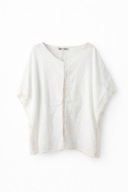 Zwiewna bluzka boho oversize Moutaki kremowa off-white gipiura M–XL