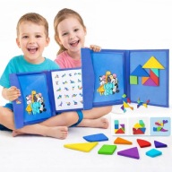 KLOCKI MAGNETYCZNE TANGRAM DLA DZIECI UKŁADANKA DREWNIANA MONTESSORI