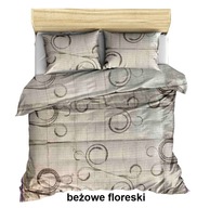 pościel z satyny 160x200 + 2x70x80 zamek S Beżowe floreski G-o