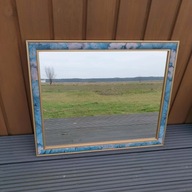 Lustro prostokątne 50×60 cm – drewniana rama malowana, niebiesko-złota