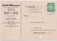 FIRMOWA KARTA POCZTOWA ERICH LITTMANN GDAŃSK 1937 WYSŁANA DO LWOWA