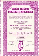 Udział Bénéficiaire Société Générale Foncière et Industrielle Scripofilia
