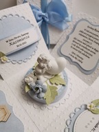 Ręcznie robiona kartka 3D, pamiątka Chrztu Świętego w postaci Exploding Box