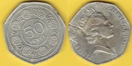 GIBRALTAR 50 PENCE 1988 r. uszkodzona