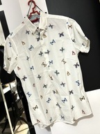 H Koszula imprezowa Next biała kolorowy świat motyli bawełna 100% L