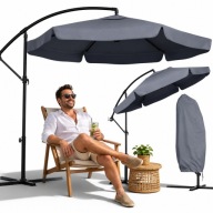 PARASOL OGRODOWY 3,5m SKŁADANY NA WYSIĘGNIKU WODOODPORNY + POKROWIEC GRAFIT