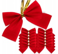 KOKARDKI OZDOBNE NA CHOINKE PREZENTY ŚWIĄTECZNE 12 SZTUK CZERWONE