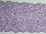 Koronka francuska elastyczna na tiulu fioletowa szerokość 16cm,