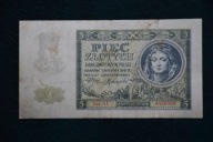 Banknot Polska 5 złotych 1941 rok ser AE lekko przesunięta !!!