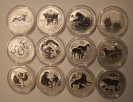 LUNAR 2 II KOMPLET 1 $ DOLAR AUSTRALIA 2008 - 2019 CAŁA SERIA 12 x 1 OZ 999