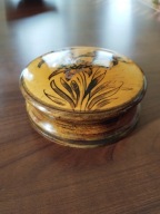 Drewniana, okrągła,stara szkatułka-1949rok