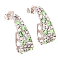 68300 Kolczyki platynowane 27/11 MM EMERALD i AB CRYSTAL Swarovski