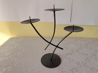 Metalowy świecznik na 3 świece elegancki szary połysk 28 cm dekoracja stołu