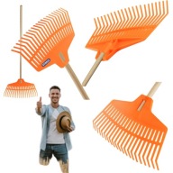 GRABIE OGRODOWE DO LIŚCI TRAWY LEKKIE PLASTIKOWE GRABKI Z KIJEM 39x168CM