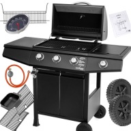 Grill Gazowy TEXAS 3+1, Żeliwny Ruszt, Czarny +Pokrowiec