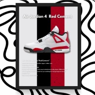Plakat Jordan 4 "Red Cement"/Focus Line/ (Czarna/Biała Ramka)