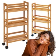 REGAŁ NA KÓŁKACH ŁAZIENKOWY KUCHENNY SALON BAMBUSOWY PÓŁKA PÓŁKI MIESZKANIE