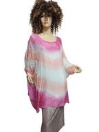 włoska TUNIKA JEDWABNA z koronką na dzianinie U