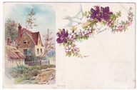 Gołąb Gołębie List Fiołki dom przy drodze ok.1903r. Litografia x760