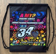 Worek plecak czarny z dwustronnym nadrukiem TĘCZA 34 Finał WOŚP Zgierz