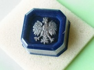 Oryg- PRZYPINKA ORZEŁ W KORONIE - SREBRO (pr-925), pins srebrzony w Etui