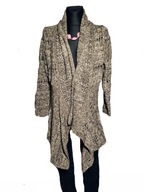 Beżowo złoty sweter kardigan jak na szydełku r. XL