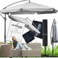 DUŻY PARASOL OGRODOWY LEHMANN VIHMA 3,5M Z WYSIĘGNIKIEM I FALBANĄ+POKROWIEC