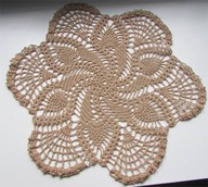 Serwetka szydełkowa handmade średnica ok. 44cm beżowa