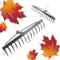 GRABIE DO LIŚCI METALOWE DO TRAWY PROFF 18 ZĘBÓW BEZ TRZONU MAAN 48 X8 CM