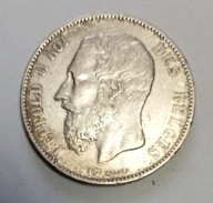 5 franków Belgia Leopold II 1872 rzadszy rocznik