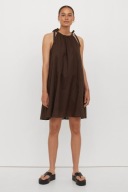 H & M sukienka oversize kokardki babydoll trapezowa plażowa brązowa boho