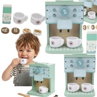 DREWNIANY EKSPRES DO KAWY DLA DZIECI ZABAWKA EDUKACYJNA ZESTAW KAWOWY