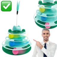 INTERAKTYWNA ZABAWKA DLA KOTA WIEŻA Z PIŁECZKAMI I PIÓRKIEM SOLIDNA MERSJO