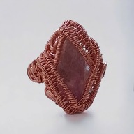 Duży pierścionek z surowym Fluorytem i czystej miedzi