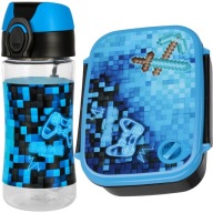 ZESTAW ŚNIADANIOWY BIDON ŚNIADANIÓWKA TRITAN 450ML BPA FREE PIXELE PAD