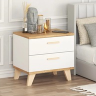Szafka Nocna Biała Dąb Wotan Stolik Nocny 2szuflady w Stylu Skandynawskim