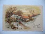 NOWY ROK STARY MŁYN ZIMOWĄ PORĄ przedwojenna POCZTÓWKA