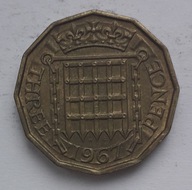 Wielka Brytania 3 pensy 1967 królowa Elżbieta II POLECAM
