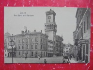 ŻAGAŃ SAGAN ZIELONA GÓRA STARY RYNEK RATUSZ SKLEP Z CYGARAMI 1910 RRRRR