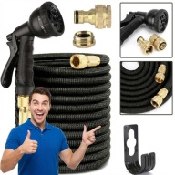 WZMOCNIONY WĄŻ OGRODOWY 45M ROZCIĄGLIWY ZESTAW PISTOLET 8W1 ZŁĄCZKI