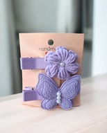 Spinki do włosów szydełkowy kwiatek motylek 2.szt.