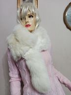 KOŁNIERZ szal futro LISA NATURALNEGO białego