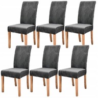 UNIWERSALNE POKROWCE NA KRZESŁA 6 SZTUK WELUROWE ELASTYCZNE GRAFITOWE